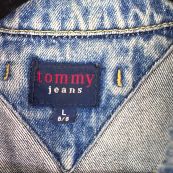 Tommy Jeans Jacket Large Ginny trucker Long Sleeve Full Button Up Vintage 90s - Picture 14 of 15